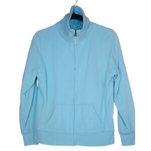 LL Bean Women's Small Aqua Blue Faux Fur/Sherpa Lined Full Zip Jacket Soft Y2K